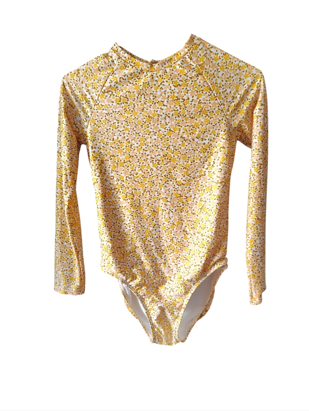 Art Class Yellow Floral Long-Sleeve Girls Ditzy Meadow Rash Guard--Size 14